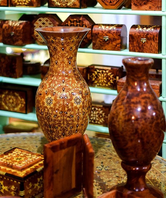 Nejjarine carved wooden boxes
