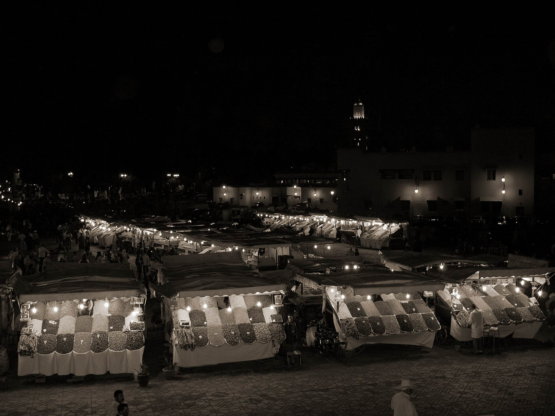 Jemaa el-Fna evening food stalls
