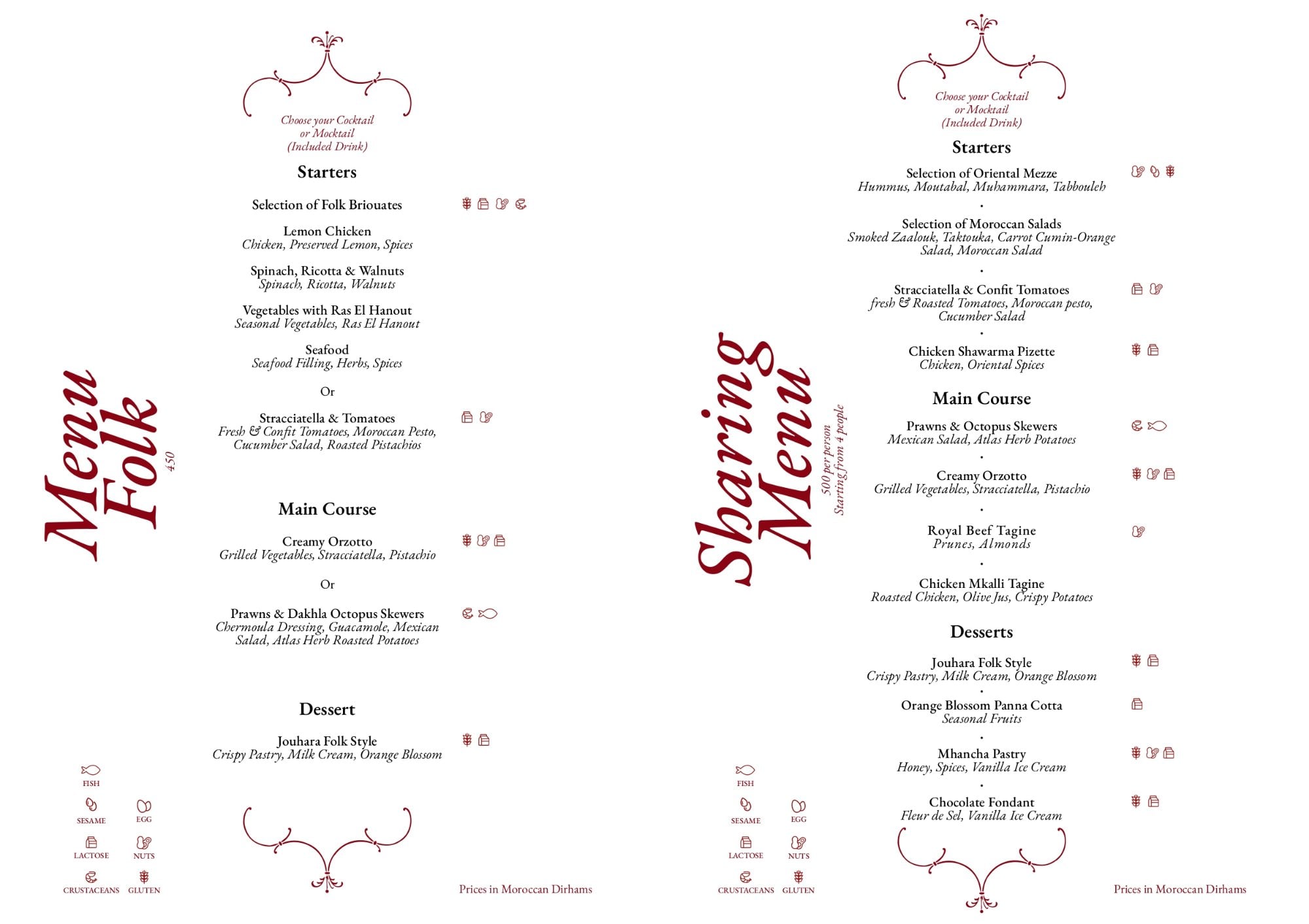 FOLK MARRAKECH — menu page 1