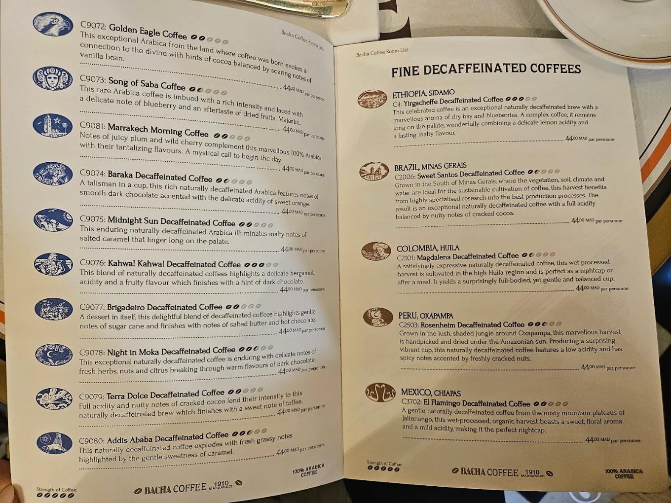 Bacha Coffee — menu page 1